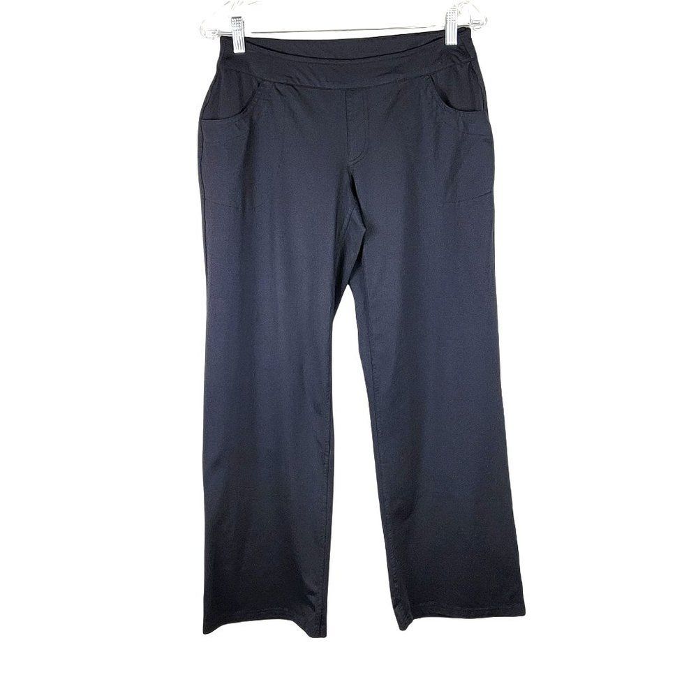 Magellan Sports Wear Black Stretchy Mid Rise Straight Leg Pull Up Casual Pants S